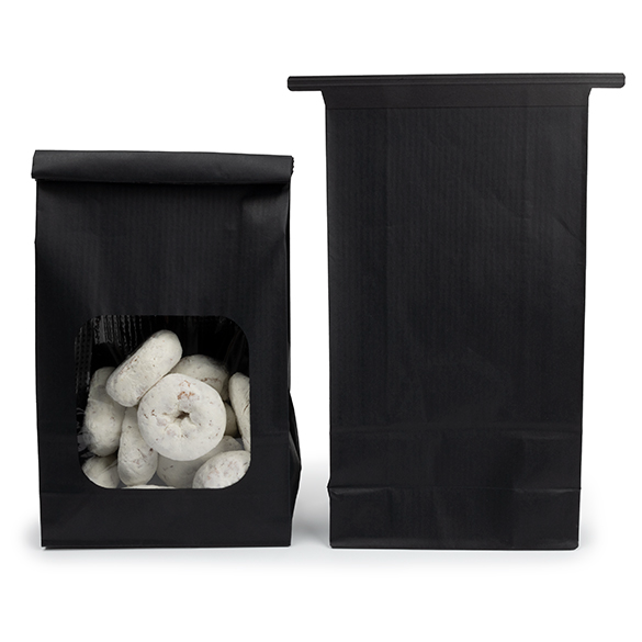 Blokbodemzakken Zwart met Sluiting en Venster 15,2x7x26,7cm - 100 stuks