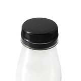 Flessen van gerecycled PET - 250 ml Transparant/Zwart Deksel - 285 st