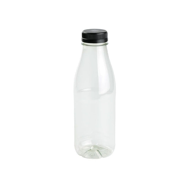 rPET bottles 500 ml clear/black lid 