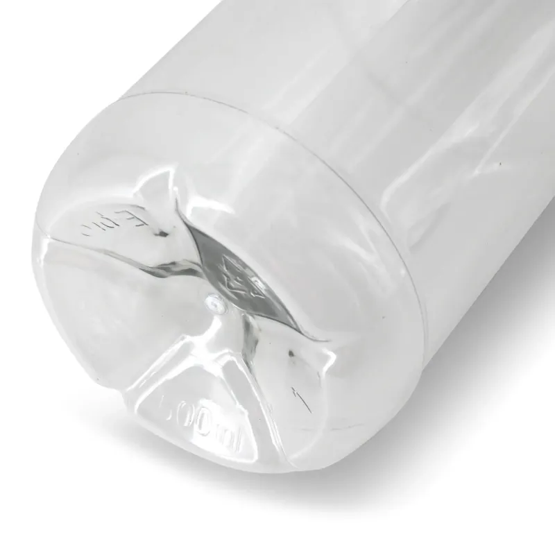 Flessen van gerecycled PET - 500 ml Transparant/Zwart Deksel - 198 st