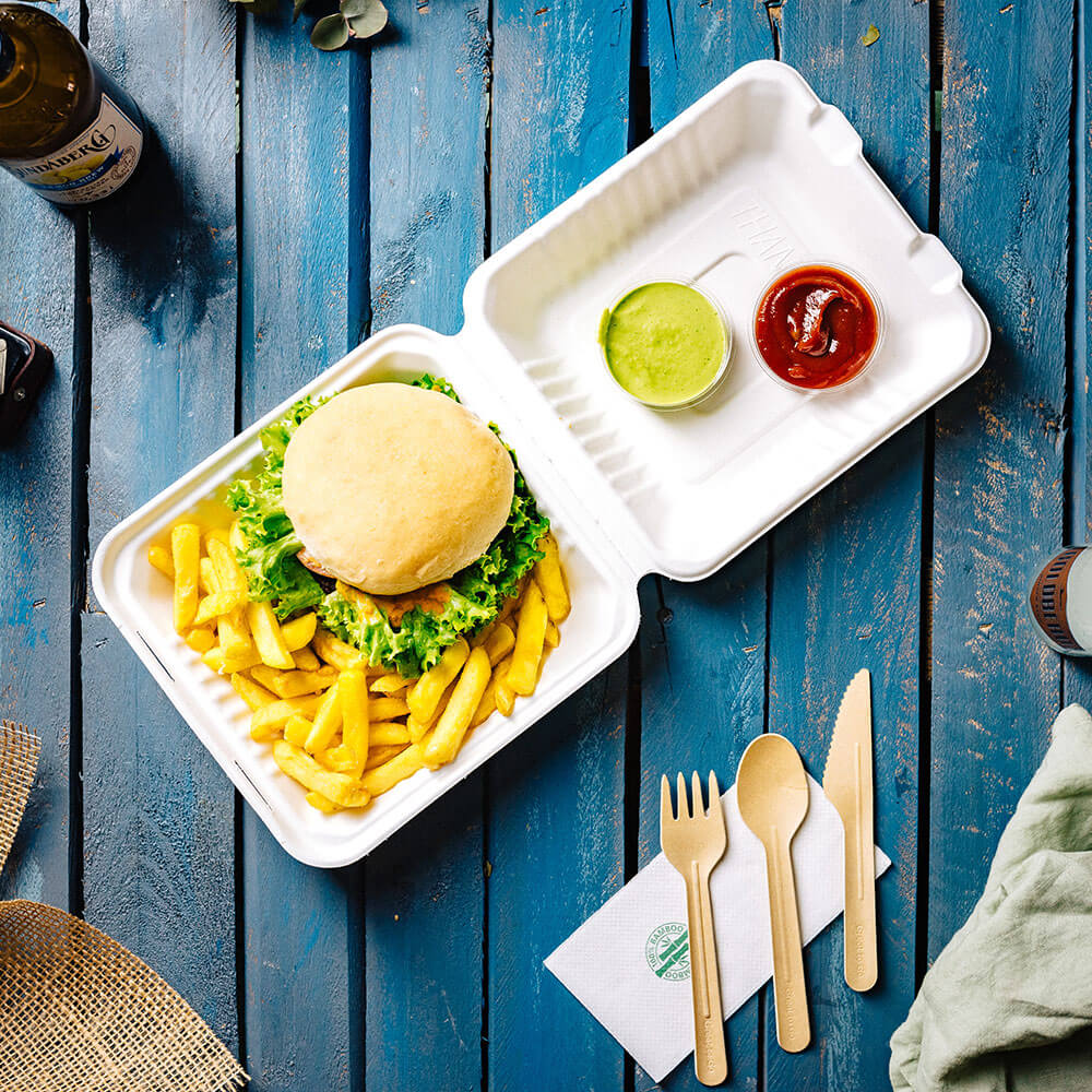 Bowl with lid Sugarcane 22x18.5x7 cm (200 pieces) [GB