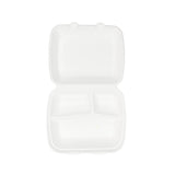 Menubak met Deksel Suikerriet 3-vaks 25x20x7,5 cm - 200 stuks