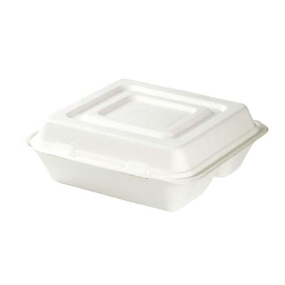 Menubak met Deksel Suikerriet 3-vaks 23,5x23,5x8 cm - 250 stuks