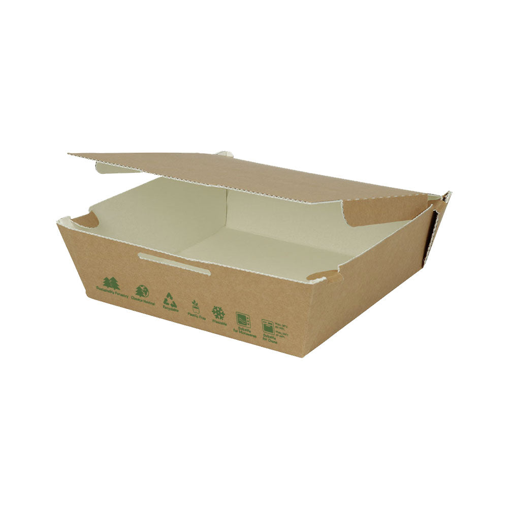 Take-away Dozen Karton 22x6,6x21 cm 1700 ml Bruin bio-gecoat - 300 stuks