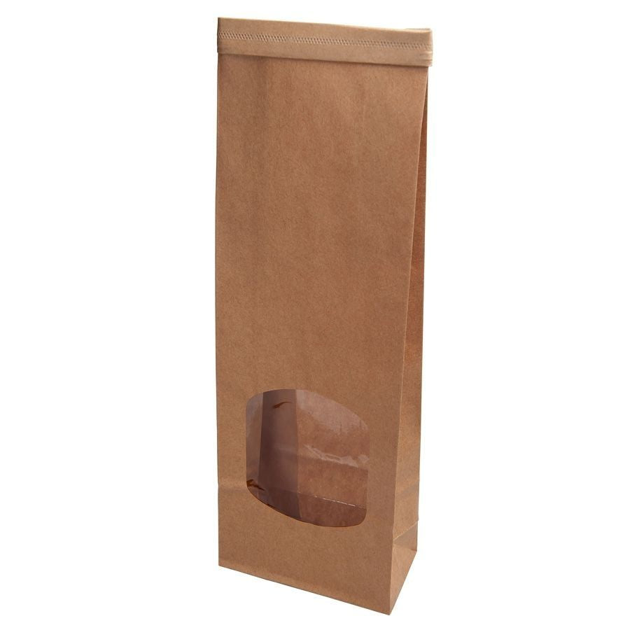 Kraft bags Brown w/window 9x4.5x27.5 mm reclosable 