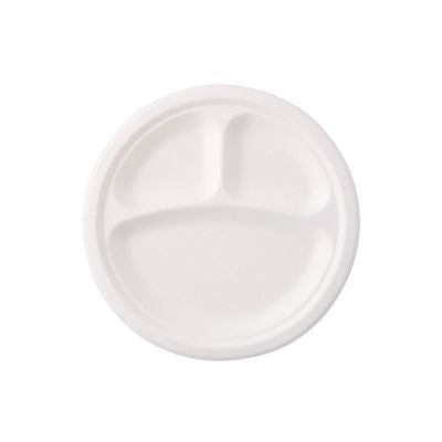 Menubord Suikerriet Ø 22 cm, 3 vakken, rond - 500 stuks