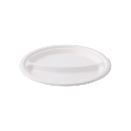 Sugar cane menu board Ø 22 cm, 2 compartments, round (500 pieces) [GB