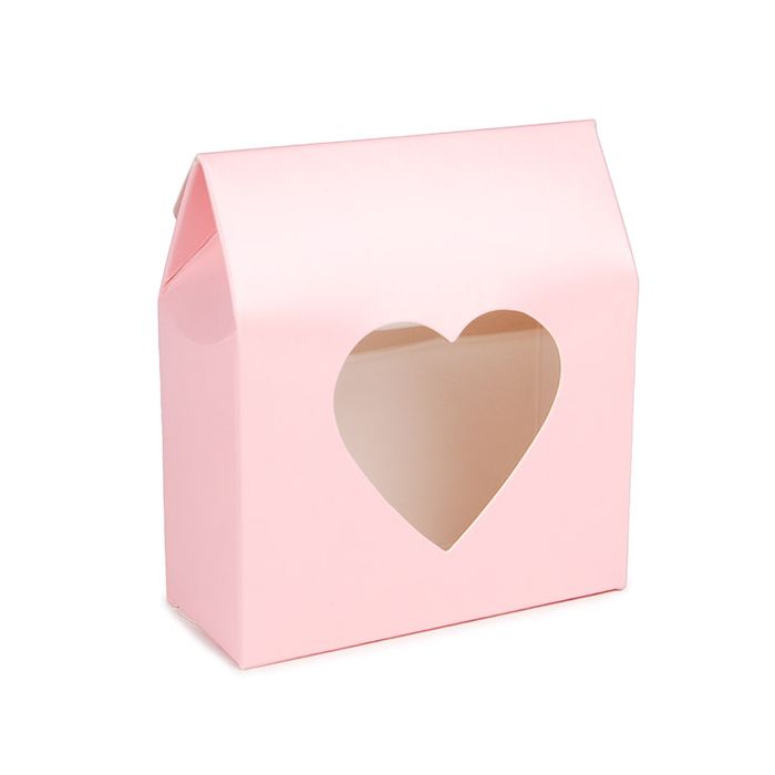 Geschenkdoosjes Roze met Hartvormig Venster 89x38x102 mm - 25 stuks
