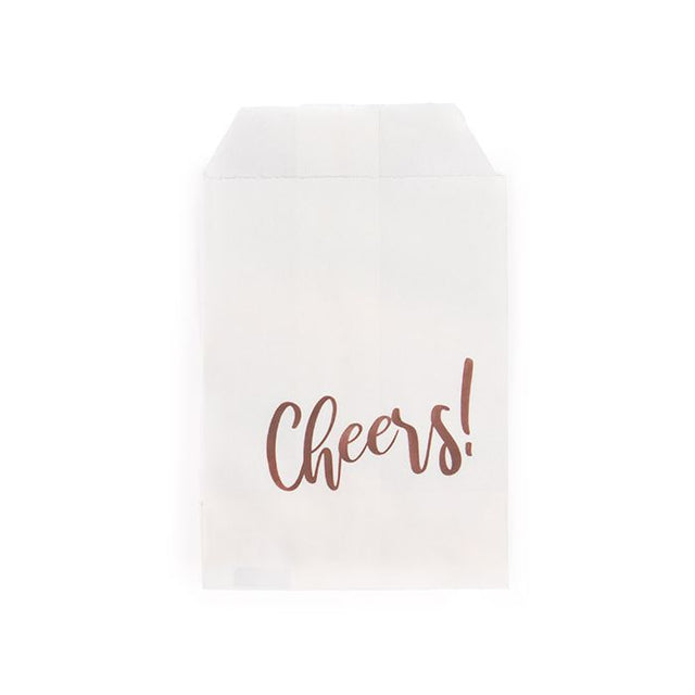 Paper Bags White with Rose Gold Cheers 76x127 mm 