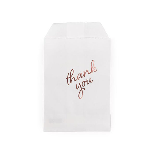 Paper Bags White with Rose Gold Thank You 76x127 mm 