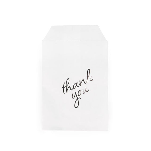 Paper Bags White with Silver Thank You 76x127 mm 