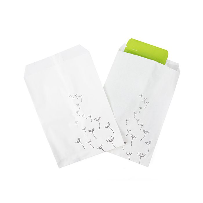 Paper Zakken Wit Met Grijzen Paardebloem Bedrukking 127x203mm - 100 st