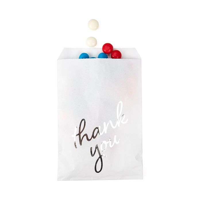 Paper Zakken Wit Met Zilveren Thank You Bedrukking 127x203mm - 100 st