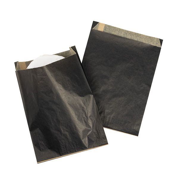 Papieren Zakken Vetbestendig Zwart 17,1x2,7x22,9cm - 100 stuks