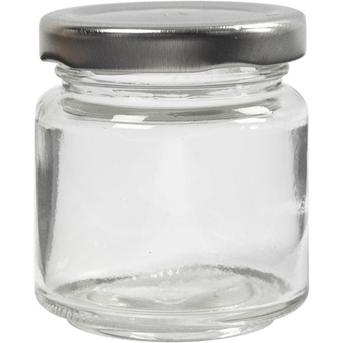 Storage Glass Jar, H: 6.5 cm, D: 5.7 cm, transparent, 12pcs 