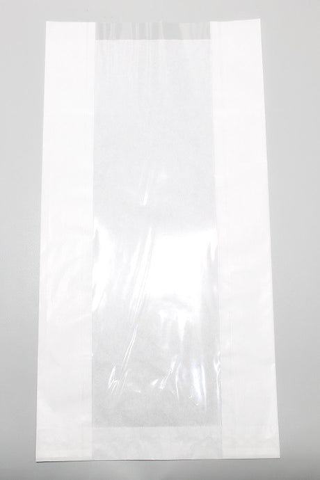 Paper Bags with Window 200x90x380mm White Kraft 40 g/qm 