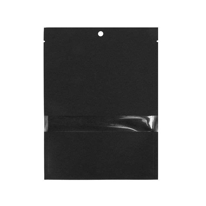 Eco Vlakke Zakken Kraft/Bioplastic Zwart 127x178mm met venster - 100 st