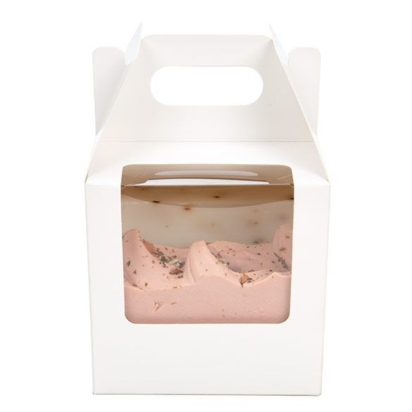 Witte Kraft Doosjes Met Handvat En Venster 102x102x102 mm - 25 stuks