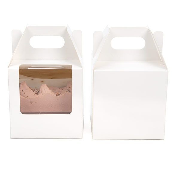 Witte Kraft Doosjes Met Handvat En Venster 102x102x102 mm - 25 stuks