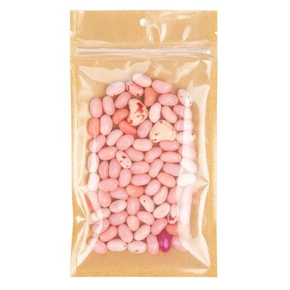 Kraft Gripzakken met transparante voorkant 102 x 165 mm met ophanggat - 100 stuks