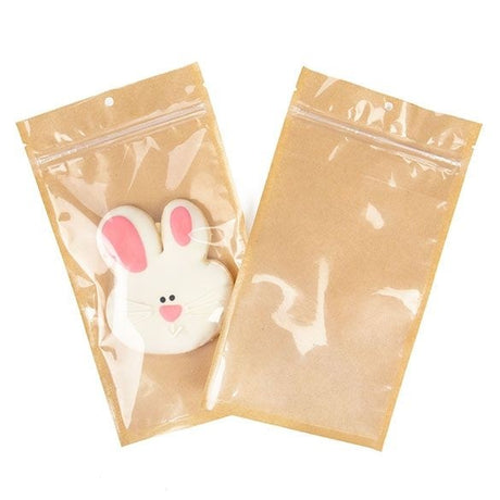 Kraft Barrier Bags with clear front 127 x 208 mm w/Tear Notches 