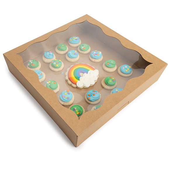 Kraft Doosjes met Gegolfd Venster 30,5x6,4x30,5cm - 25 stuks