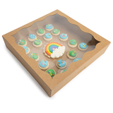 Kraft Doosjes met Gegolfd Venster 30,5x6,4x30,5cm - 25 stuks