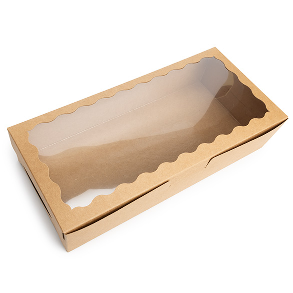 Kraft Doosjes met Gegolfd Venster 30x6,5x14cm - 25 stuks