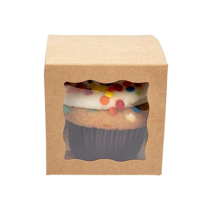 Geschenkdoosjes Kraftpapier met 3 vensters 75x75x75mm - 25 st
