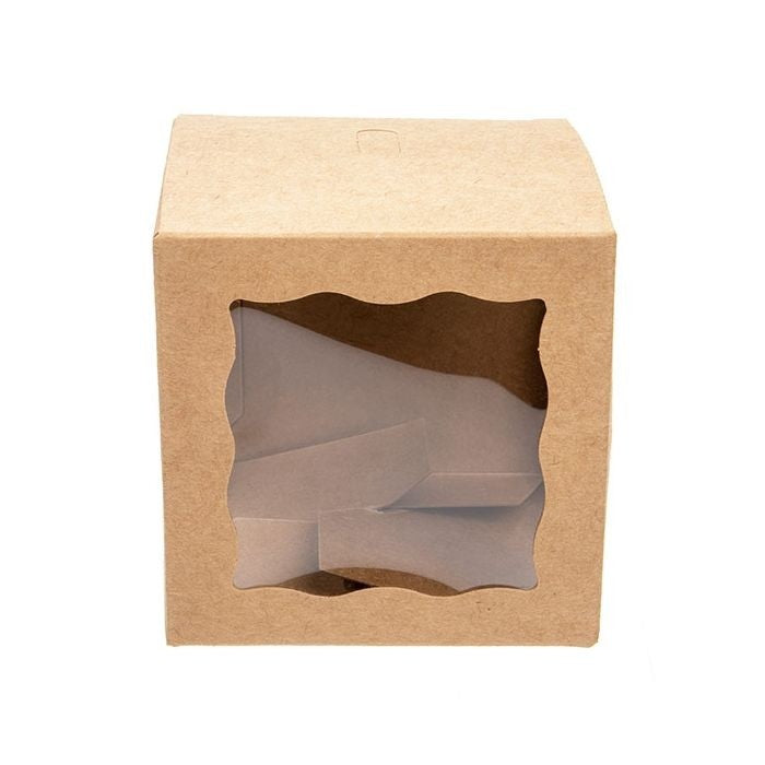 Geschenkdoosjes Kraftpapier met 3 vensters 75x75x75mm - 25 st