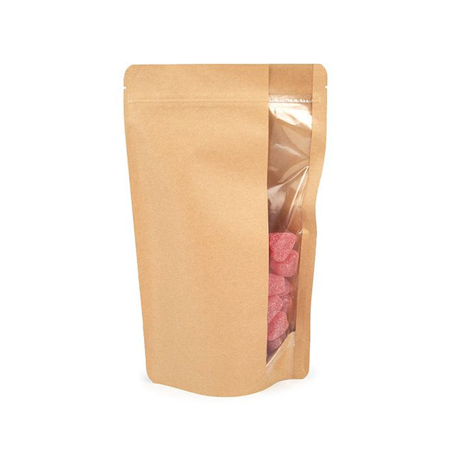 Stand Up Pouches Kraft | Vertical Window | 340 grams | 171x89x286mm 