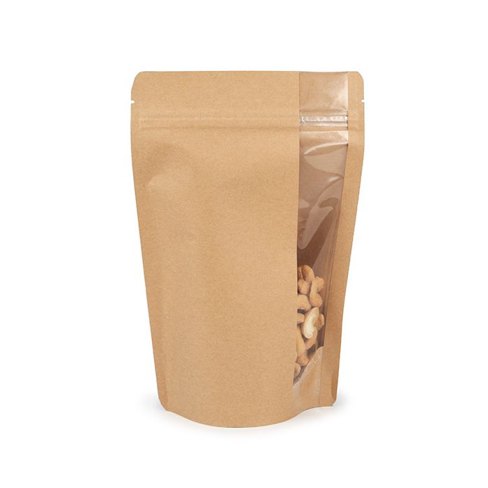 Stand Up Pouches Kraft | Vertical Window | 149x89x232mm 