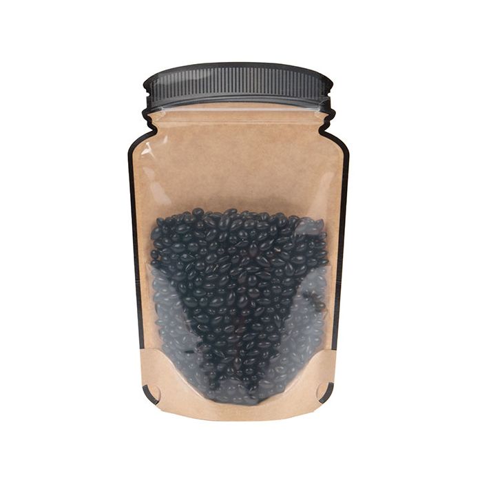 Mason Jar Zipper Pouch Kraft w/ Clear Front 130x76x206mm 