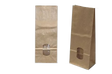 Block Bottom Bags Kraft Brown 80x42x180mm 70 g/m2 lined with 30my OPP Foil and clear Window | 100