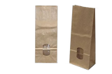 Block Bottom Bags Kraft Brown 80x42x180mm 70 g/m2 lined with 30my OPP Foil and clear Window | 100