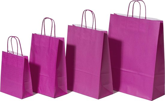 Paper Carry Bags Pink 260+120x350mm 