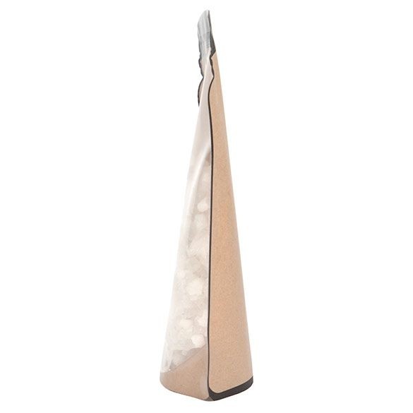 Stazakken Kraft pot vorm met transparante voorzijde 152x79x254mm - 100 stuks