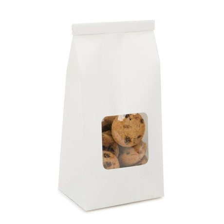 Block bottom Bags Tin Tie Closure White 86x64x197mm 