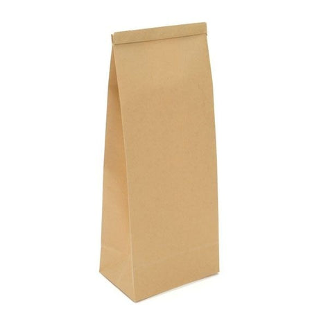 Block bottom Bags Tin Tie Closure Brown 86x64x197mm 