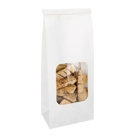 Block bottom Bags Tin Tie Closure White 108x64x267mm 