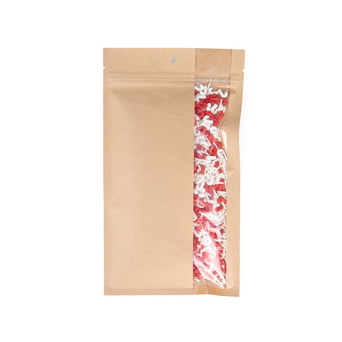 Kraft Gripzakken met Verticaal Venster 127x208 mm - 100 stuks