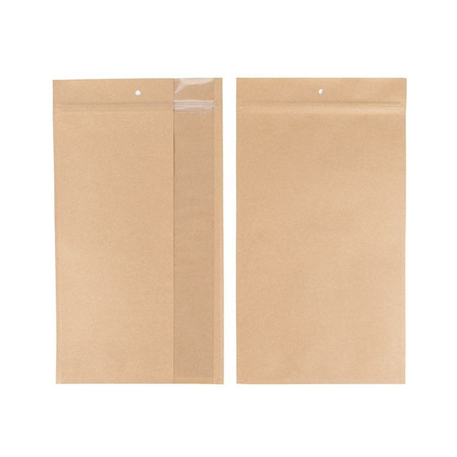 Grip Seal Bags Kraft With Vertical Window 178 x305 mm 