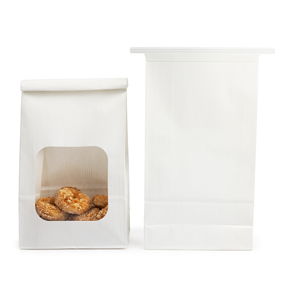 Blokbodemzakken Wit met Sluiting en Venster 15,2x7x26,7cm - 100 stuks