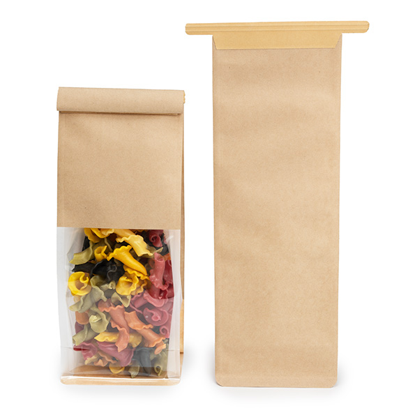 Blokbodemzakken Kraft met Tin-Tie Sluiting en Zijvouw 8,9x6,4x25,4cm - 100 stuks