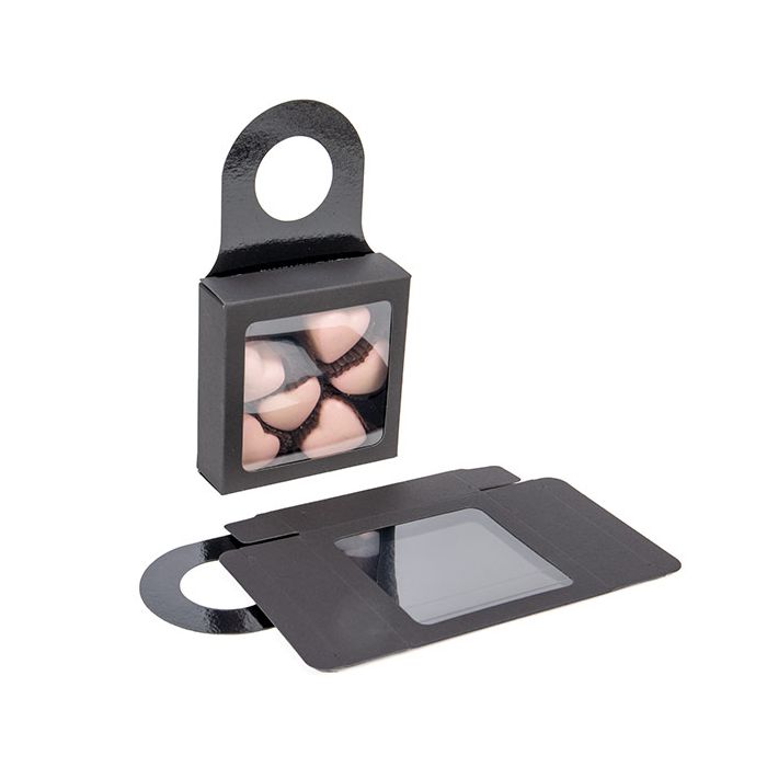 Kraft Doosjes Zwart met Venster 90x30x90mm - 25 st