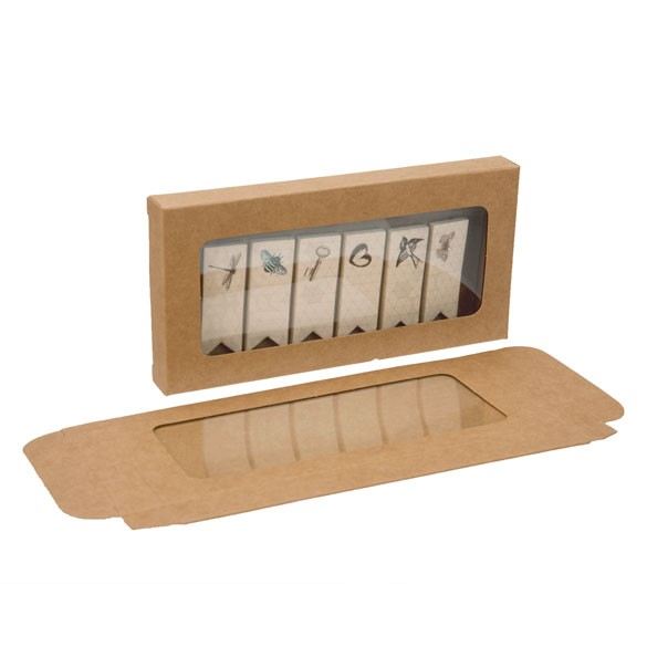 Kraft doosje met venster 70x14x138mm - 25 st