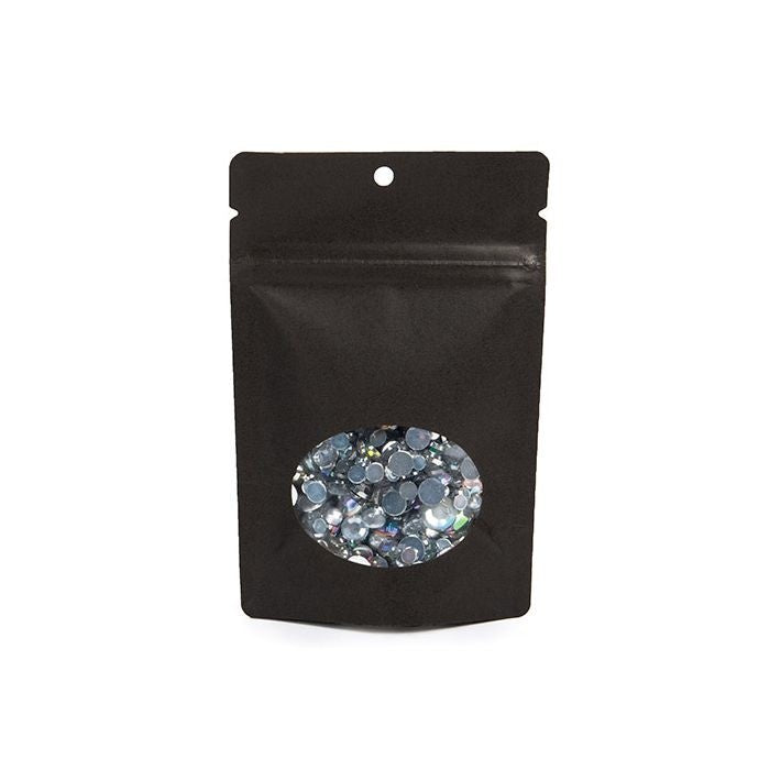 Stazakken Kraft Zwart met ovaal Venster 102x60x152mm | 57 gram met rond ophanggat - 100 stuks