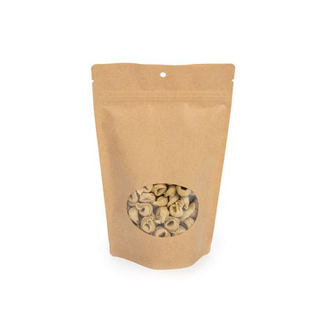 Kraft Stand Up Zipper Pouch with Oval Window 150x90x230mm 