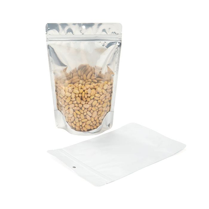 Stazakken met Witte achterkant/transparante voorkant 150x90x230 mm met ophanggat  - 100 st