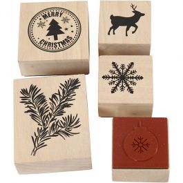 Stempelset, h: 26 mm, kerstmis - 5 div